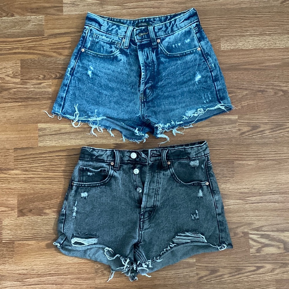 Wild Fable Jean Shorts: dark denim wash and black